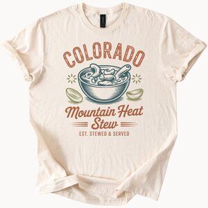 Colorado Mountain Heat Stew Graphic T Shirt Retro Food Bowl Soup Design Colorado